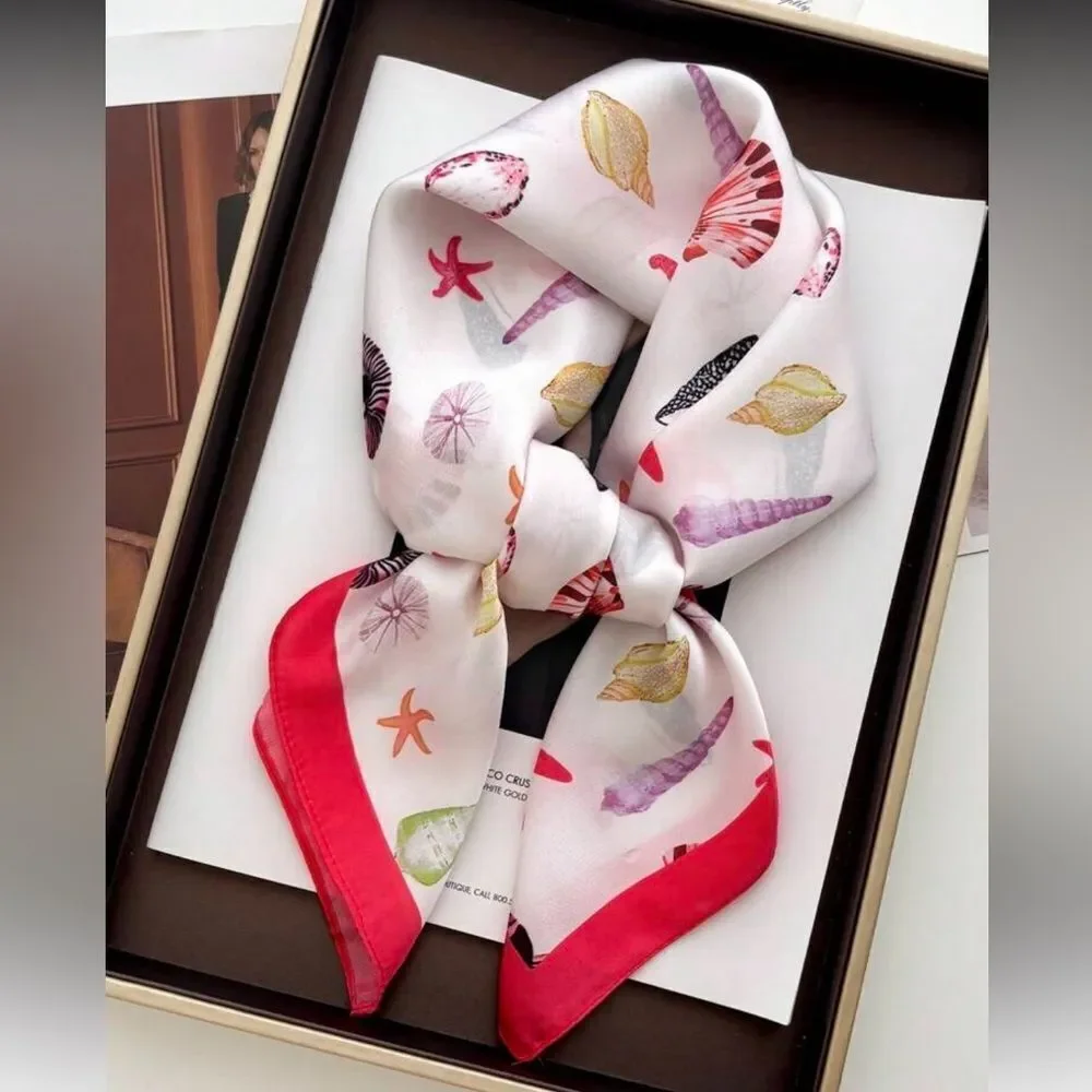 Colorful Seashell Print Scarf A1355